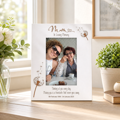 Mum Remembrance White Photo Frame Personalised Portrait With Dandelions Family Photo frame ukgiftstoreonline