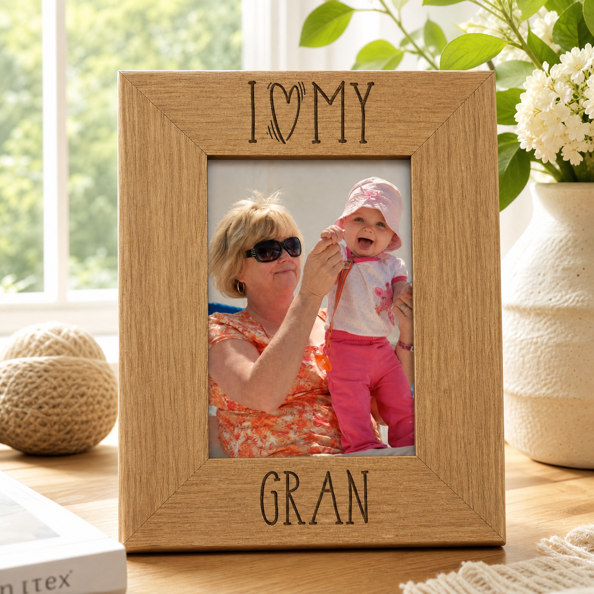 Gran Love Photo Frame - Engraved Wooden Heart-Shaped Keepsake Gift Gran Photo Frame ukgiftstoreonline