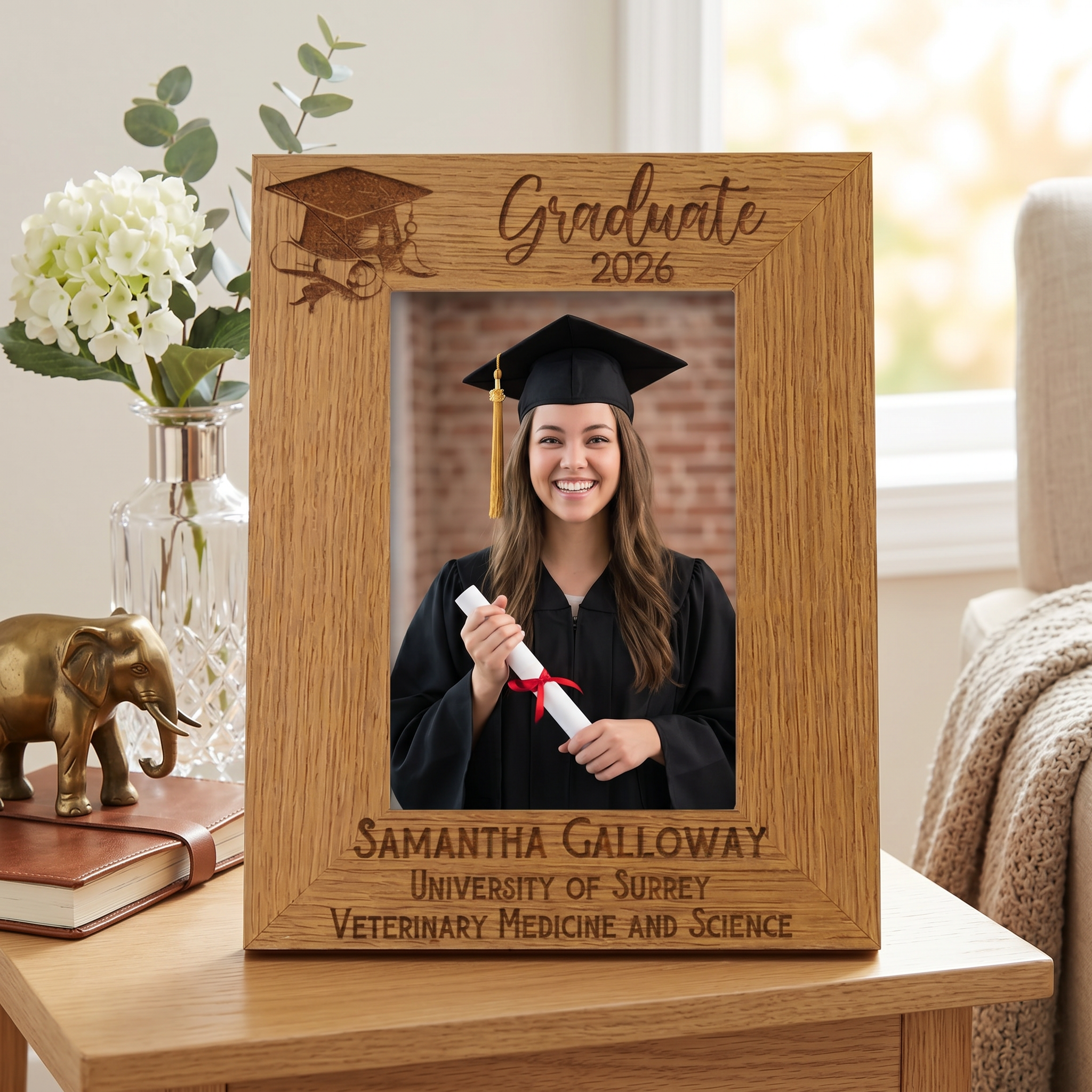 Personalised Graduation Portrait Photo Frame Gift With Hat and Scroll Design Graduation Photo Frame ukgiftstoreonline