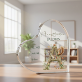 Personalised New Baby Gift Heart-Shaped Acrylic Plaque Custom Keepsake Woodland Alphabet Design Acrylic Glass Gift ukgiftstoreonline