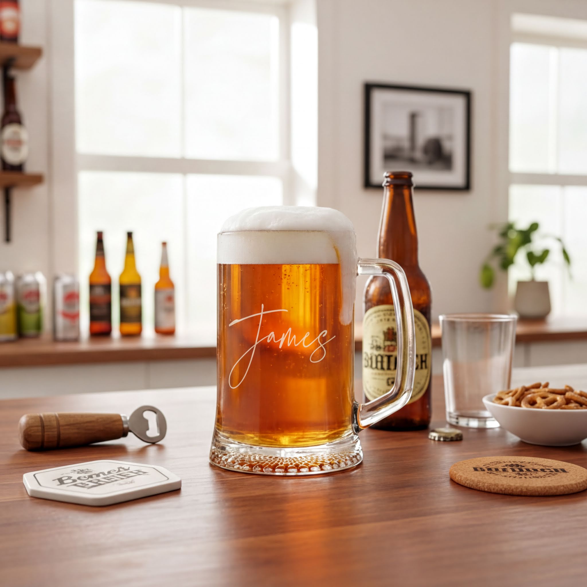 Personalised Name Script Font Birthday Large Beer Tankard Glass Gift for Men personalised beer glass tankard ukgiftstoreonline
