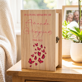 Personalised Memorial Sympathy Wooden Keepsake Memory Book Shape Box With Butterflies Keepsake Memory Box ukgiftstoreonline