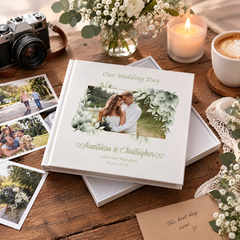 Personalised White Wedding Photo Album Gifts Custom Photo Design With Leaves Frame photo album ukgiftstoreonline