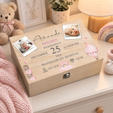Personalised Wooden Baby Girl Memory Keepsake Box With Photos and Birth Details Keepsake Memory Box ukgiftstoreonline
