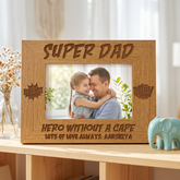 Personalised Super Dad Wooden Photo Frame Gift Daddy Photo Frame ukgiftstoreonline