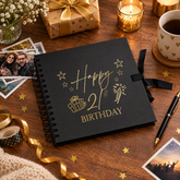 21st Birthday Black Scrapbook Photo Album with Gold Script Present Design Birthday Photo Album ukgiftstoreonline