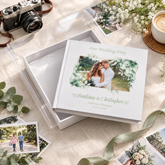Personalised White Wedding Photo Album Gifts Custom Photo Design With Leaves Frame photo album ukgiftstoreonline