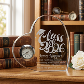 Engraved Personalised Graduation Gift Crystal Glass Clock With Year Personalised Clocks ukgiftstoreonline