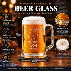 Personalised 18th Birthday Pint Engraved Beer Tankard Glass with Stars personalised beer glasses ukgiftstoreonline