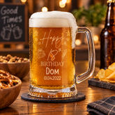 Personalised 18th Birthday Pint Engraved Beer Tankard Glass with Stars personalised beer glasses ukgiftstoreonline