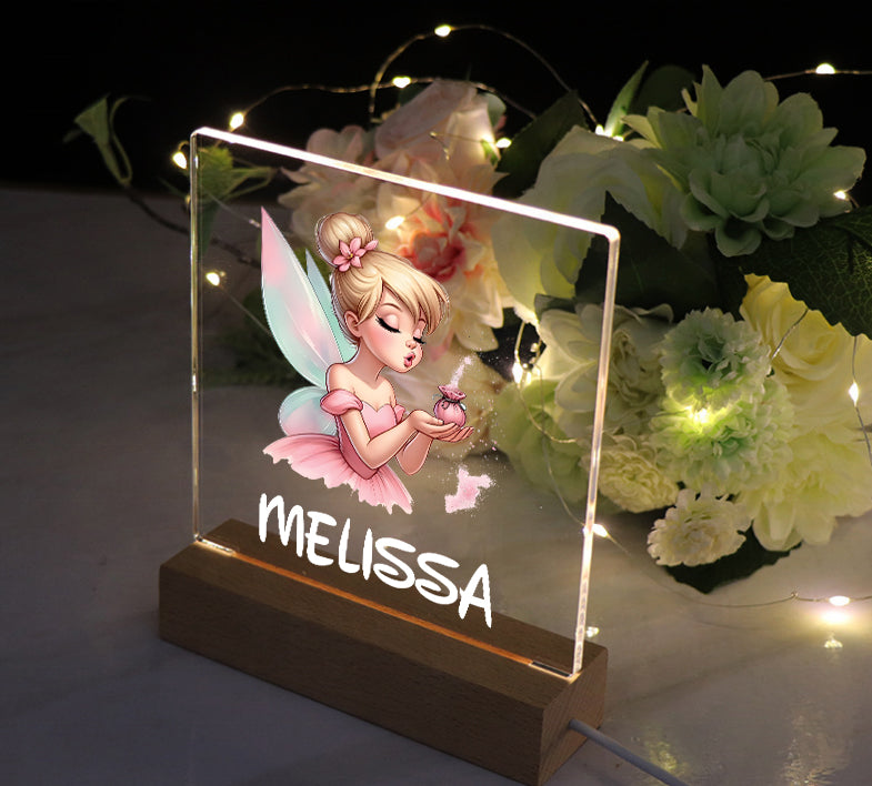 Personalised Fairy Gift Night Light Bedroom Nursery For Kids Personalised Heart Gifts ukgiftstoreonline Blowing a wish Fairy