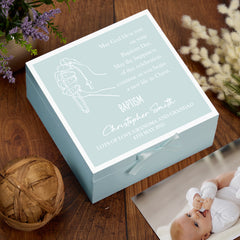Personalised Baptism Keepsake Box Gift For Boys and Girls With Prayer Verse