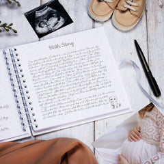 Personalised Baby's First Year Keepsake Journal Milestones and Memories With Cute Kitty