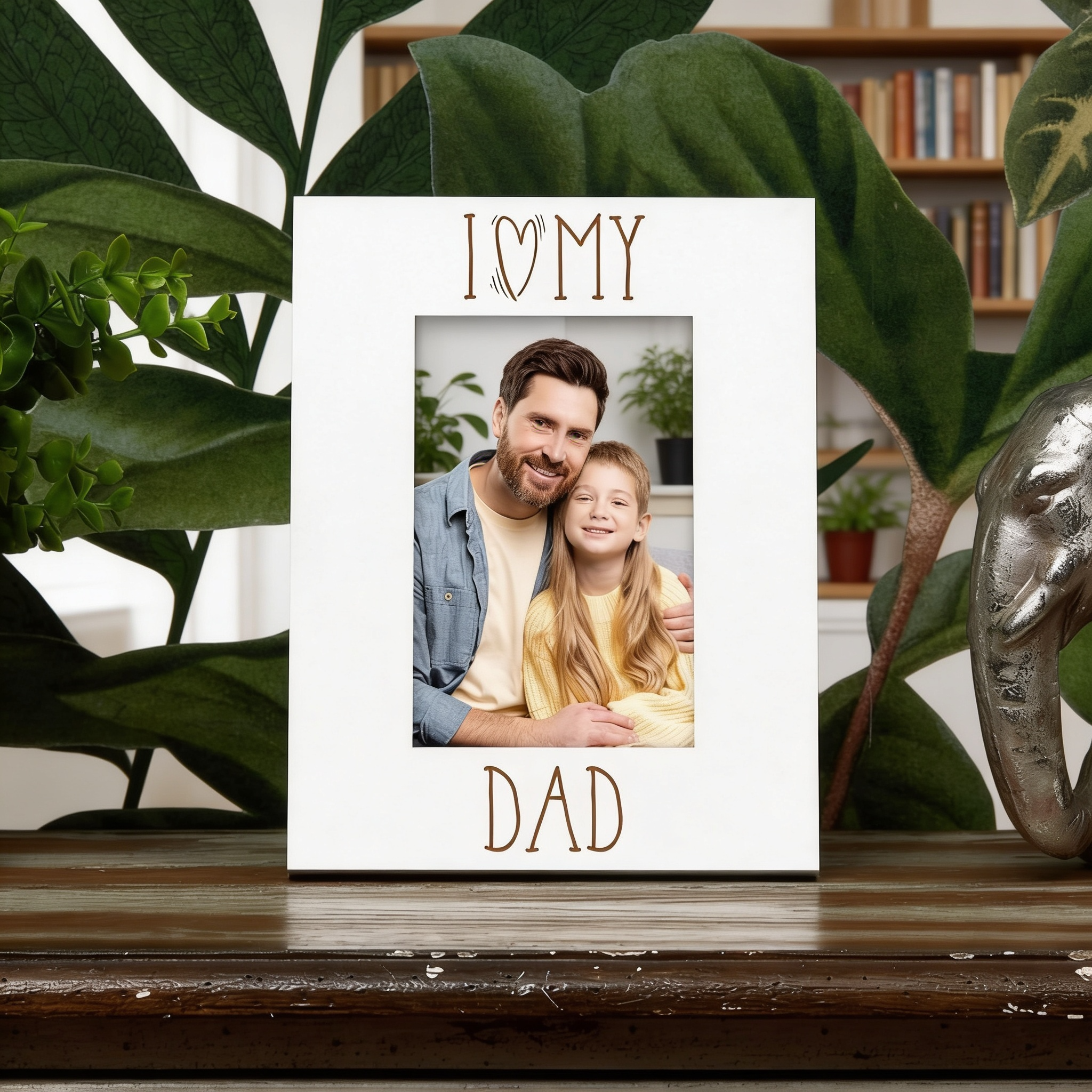 I Heart My Dad Engraved White Wooden Portrait Picture Photo Frame Family Photo frame ukgiftstoreonline