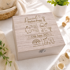 Personalised baby Memory Box Gift With birth Details Dinosaur Design Personalised baby gifts ukgiftstoreonline