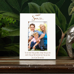 Son Personalised Portrait White Wood Photo Frame Leaf Design