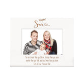 Son Personalised Landscape White Wood Photo Frame Leaf Design