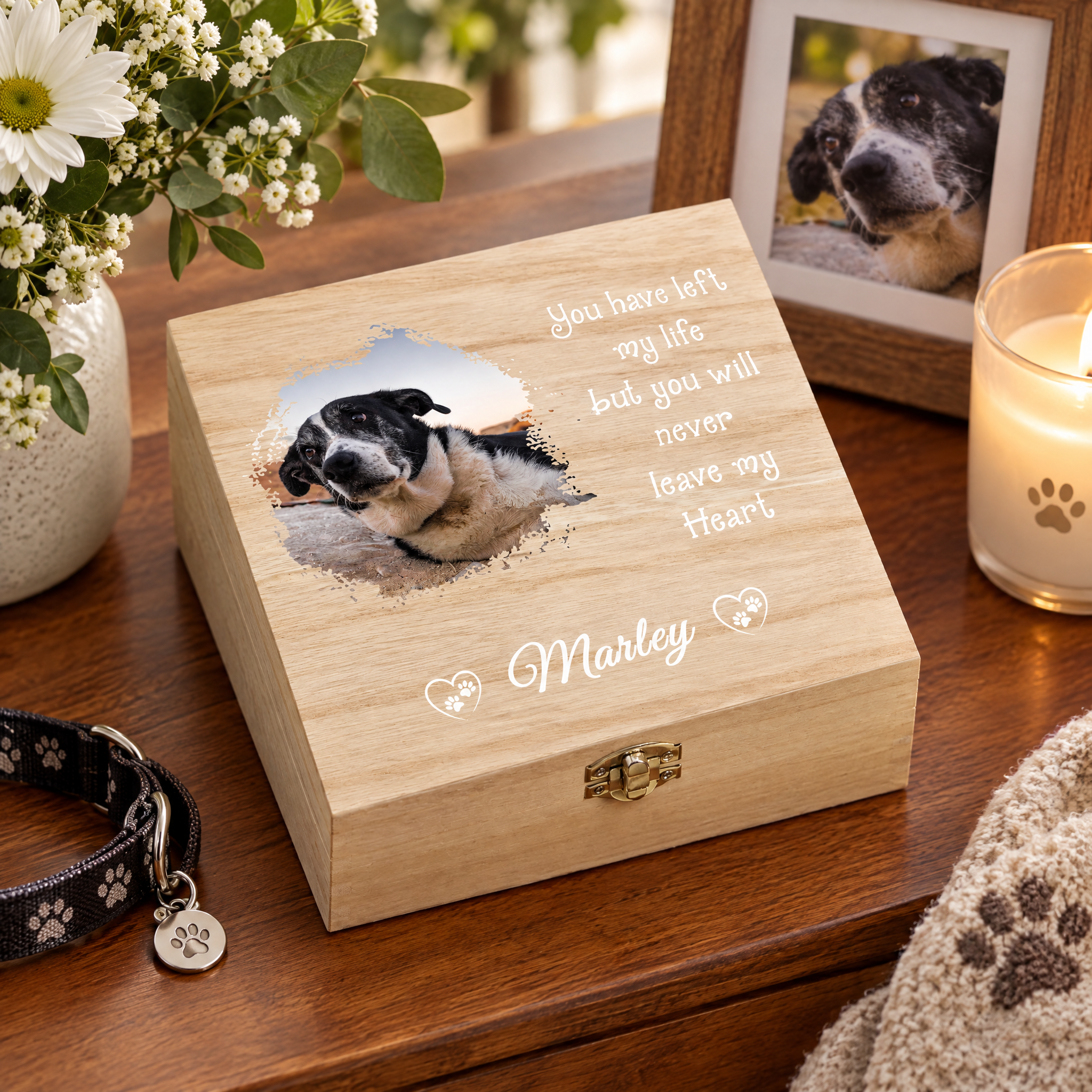 Personalised Pet Memorial Box, Wooden Keepsake With Photo For Pet Lovers Keepsake Memory Box ukgiftstoreonline