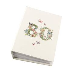 80th Birthday Photo Album Gift For Her 100 Photos 6"x4" Butterflies and Flowers Personalised Photo Album ukgiftstoreonline