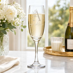 Personalised Floral Alphabet and Name Champagne Flute Prosecco Glass Gift Personalised Champagne Glasses ukgiftstoreonline