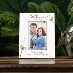 Brother Remembrance White Photo Frame Personalised Portrait With Dandelions Family Photo frame ukgiftstoreonline