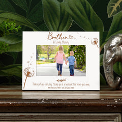 Brother Remembrance White Photo Frame Personalised Landscape With Dandelions Family Photo frame ukgiftstoreonline