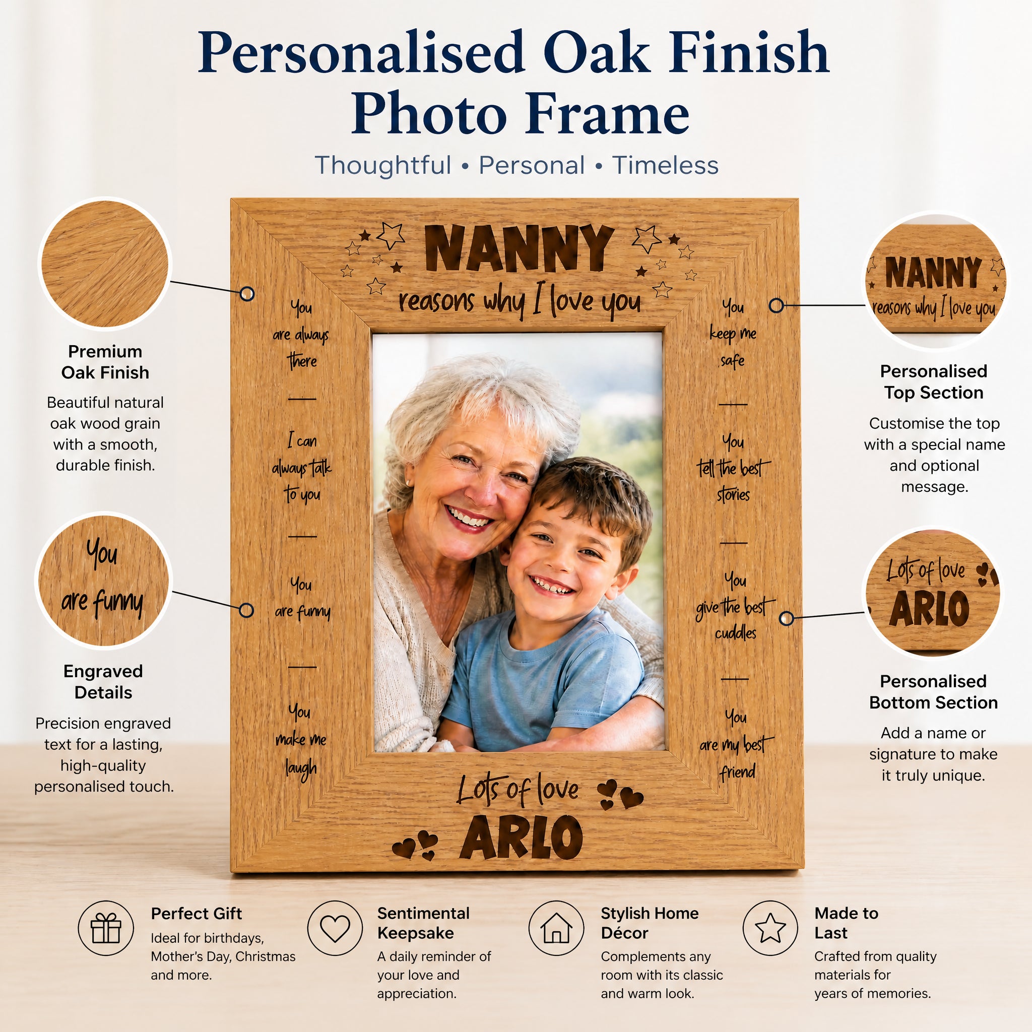Personalised Nanny Photo Frame Gift The Reasons I Love You Nanny Photo Frame ukgiftstoreonline