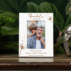 Grandad Remembrance White Photo Frame Personalised Portrait With Dandelions Family Photo frame ukgiftstoreonline