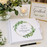 Personalised Wedding Scrapbook Photo Album Eucalyptus and Gold Wreath Scrapbook ukgiftstoreonline