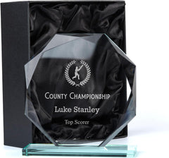 Large Jade Glass Personalised 15cm Cricket Trophy Award Engraved