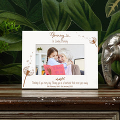 Granny Remembrance White Photo Frame Personalised Landscape With Dandelions Family Photo frame ukgiftstoreonline