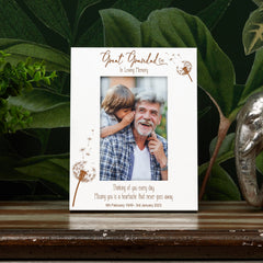 Great Grandad Remembrance White Photo Frame Personalised Portrait With Dandelions Family Photo frame ukgiftstoreonline