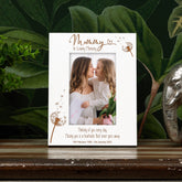 Mummy Remembrance White Photo Frame Personalised Portrait With Dandelions