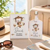 Personalised Animal Themed Baby Passport Cover and Luggage Tag Holder Gift Set Baby Product ukgiftstoreonline