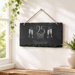 ukgiftstoreonline Personalised Slate 25th Anniversary Plaque Gift Personalised Slate Marker ukgiftstoreonline