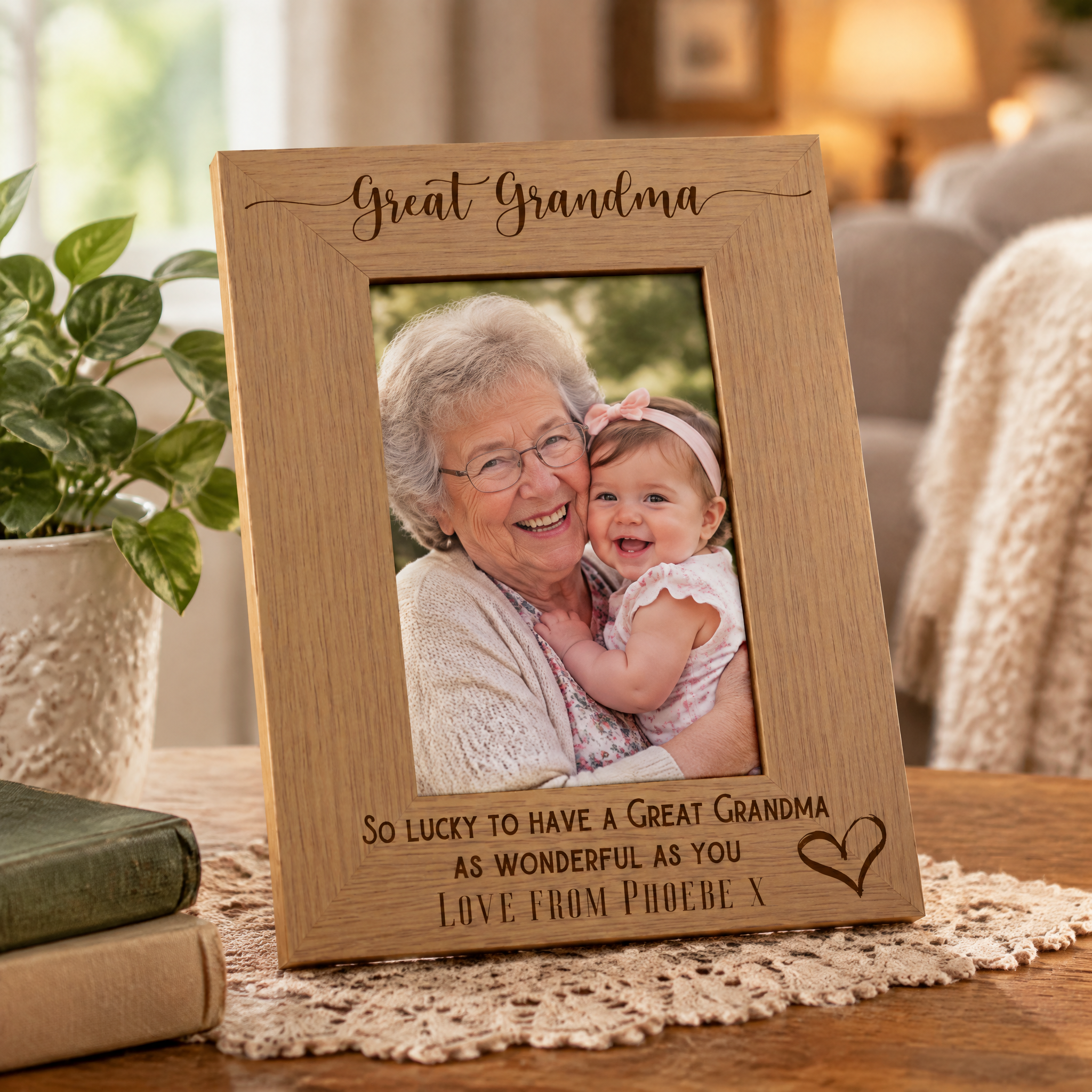 Personalised Grandma Love Heart Engraved Photo Frame Gift personalised photo frames ukgiftstoreonline