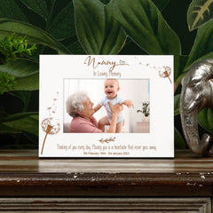 Nanny Remembrance White Photo Frame Personalised Landscape With Dandelions Family Photo frame ukgiftstoreonline