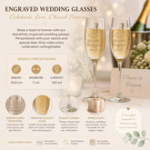 Personalised Wedding Champagne Glasses, Engraved Couple Name Set Personalised Champagne Glasses ukgiftstoreonline