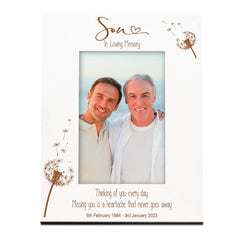 Son Remembrance White Photo Frame Personalised Portrait With Dandelions