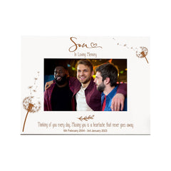 Son Remembrance White Photo Frame Personalised Landscape With Dandelions