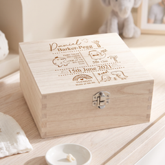Personalised baby Memory Box Gift With birth Details Dinosaur Design Personalised baby gifts ukgiftstoreonline