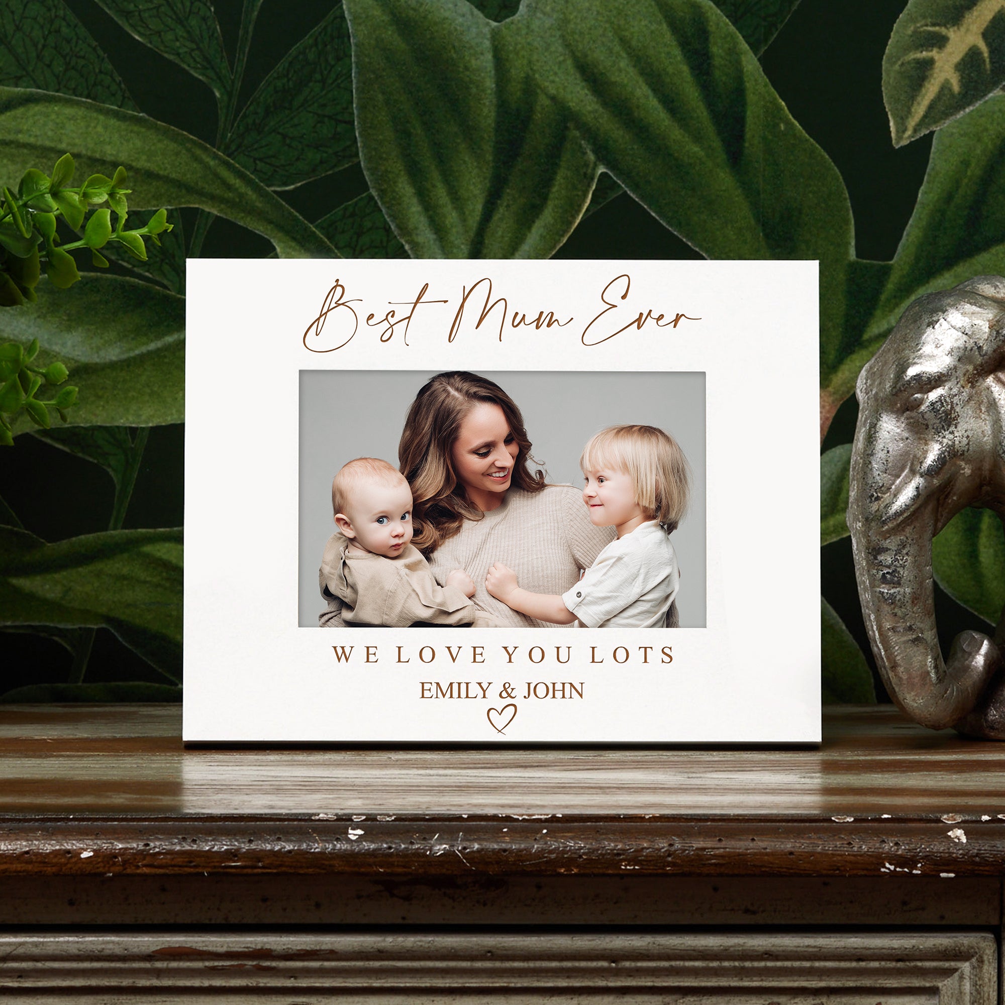 Best Mum Ever Personalised Engraved White Wooden Photo Frame Gift Landscape Family Photo frame ukgiftstoreonline