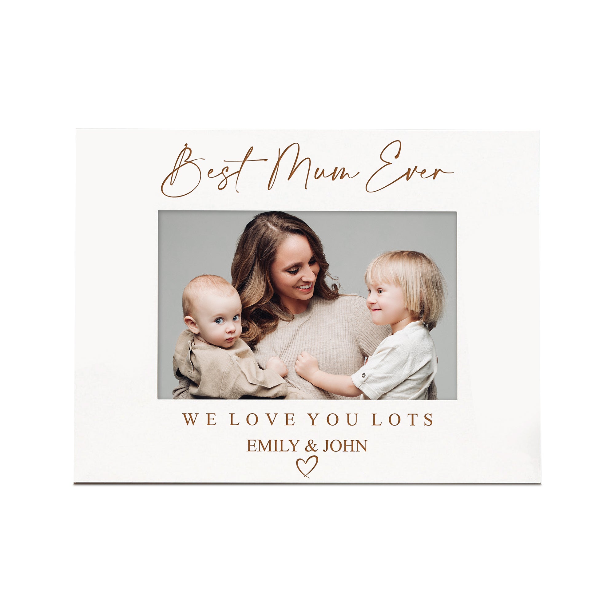 Best Mum Ever Personalised Engraved White Wooden Photo Frame Gift Landscape Family Photo frame ukgiftstoreonline
