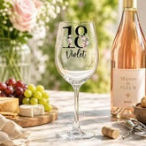 18Th Birthday Floral Wine Glass, Personalised, UV Printed, 400Ml ukgiftstoreonline