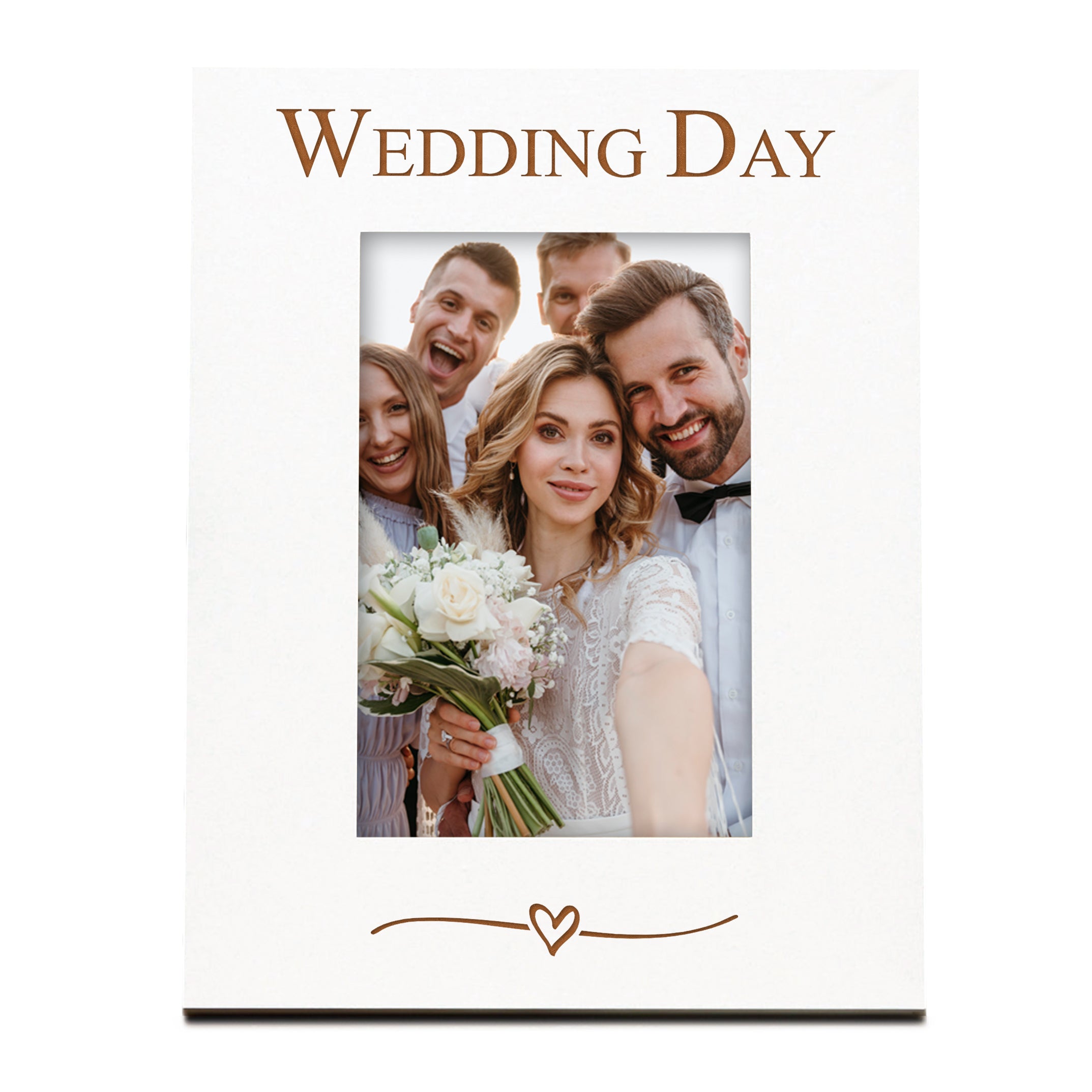 Wedding Day White Wooden Engraved 6x4 Portrait Picture Photo Frame Family Photo frame ukgiftstoreonline