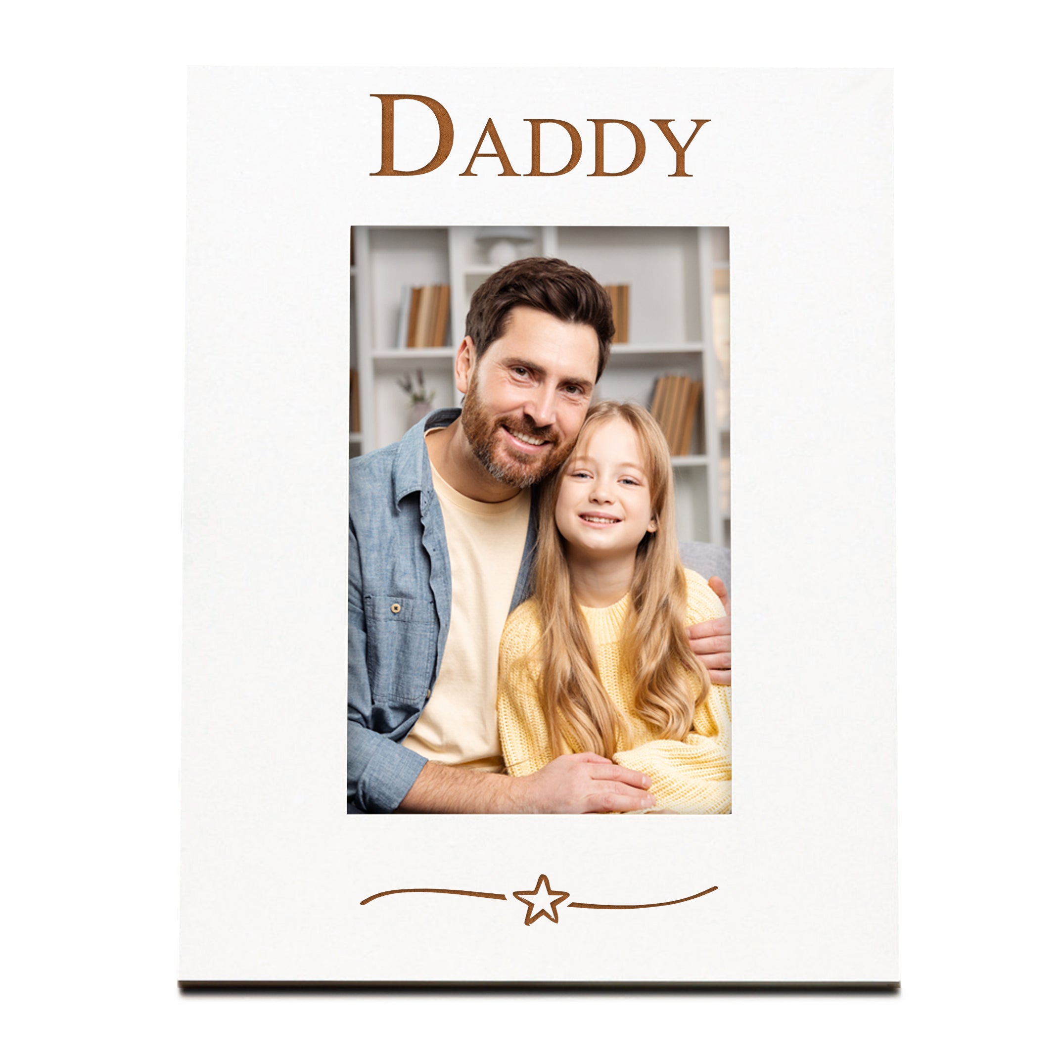 White Engraved Daddy Picture Photo Frame Star Gift Portrait Family Photo frame ukgiftstoreonline