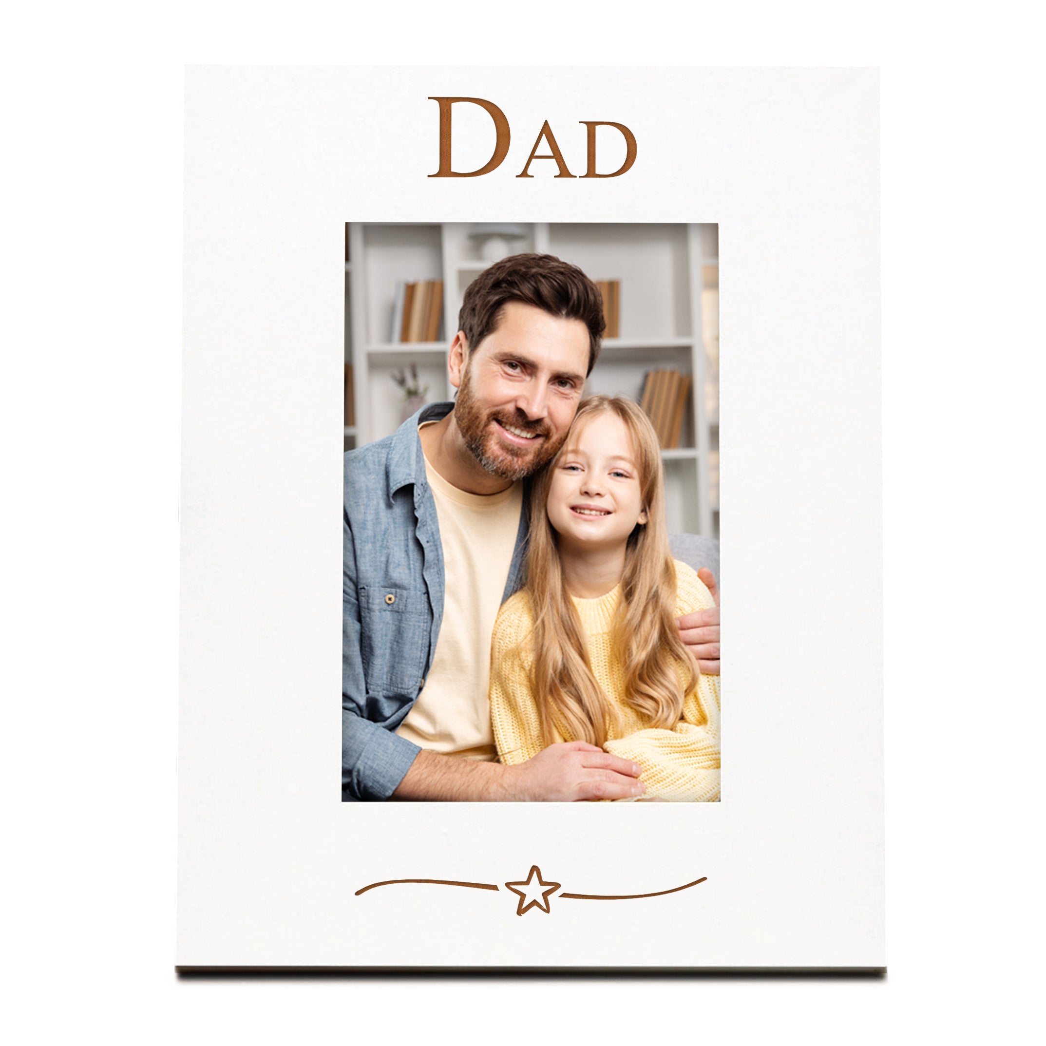 White Engraved Dad Picture Photo Frame Star Gift Portrait Family Photo frame ukgiftstoreonline
