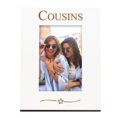 Cousins Engraved White Wooden 6x4 Portrait Picture Photo Frame