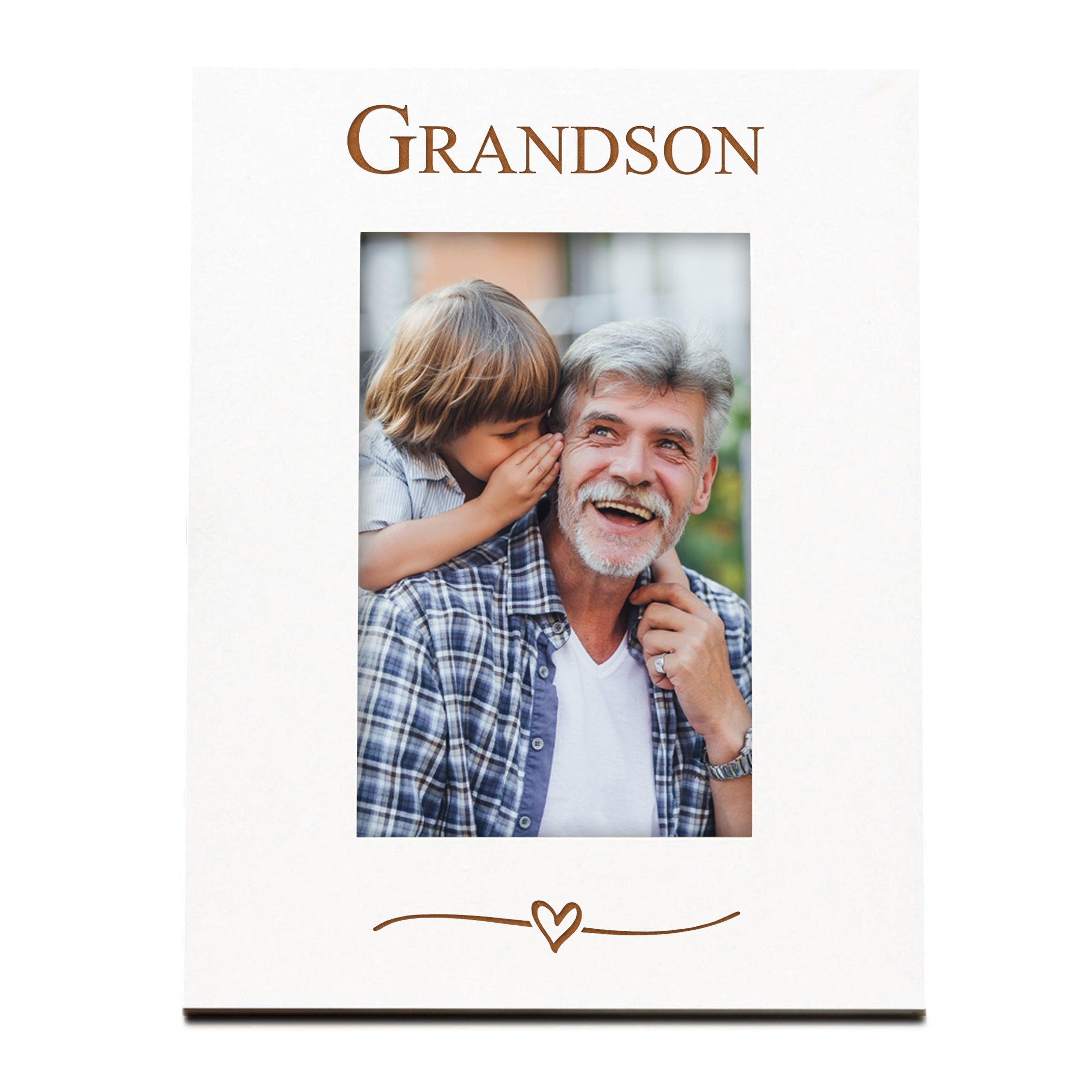 Grandson Engraved White Wooden 6x4 Portrait Picture Photo Frame Family Photo frame ukgiftstoreonline