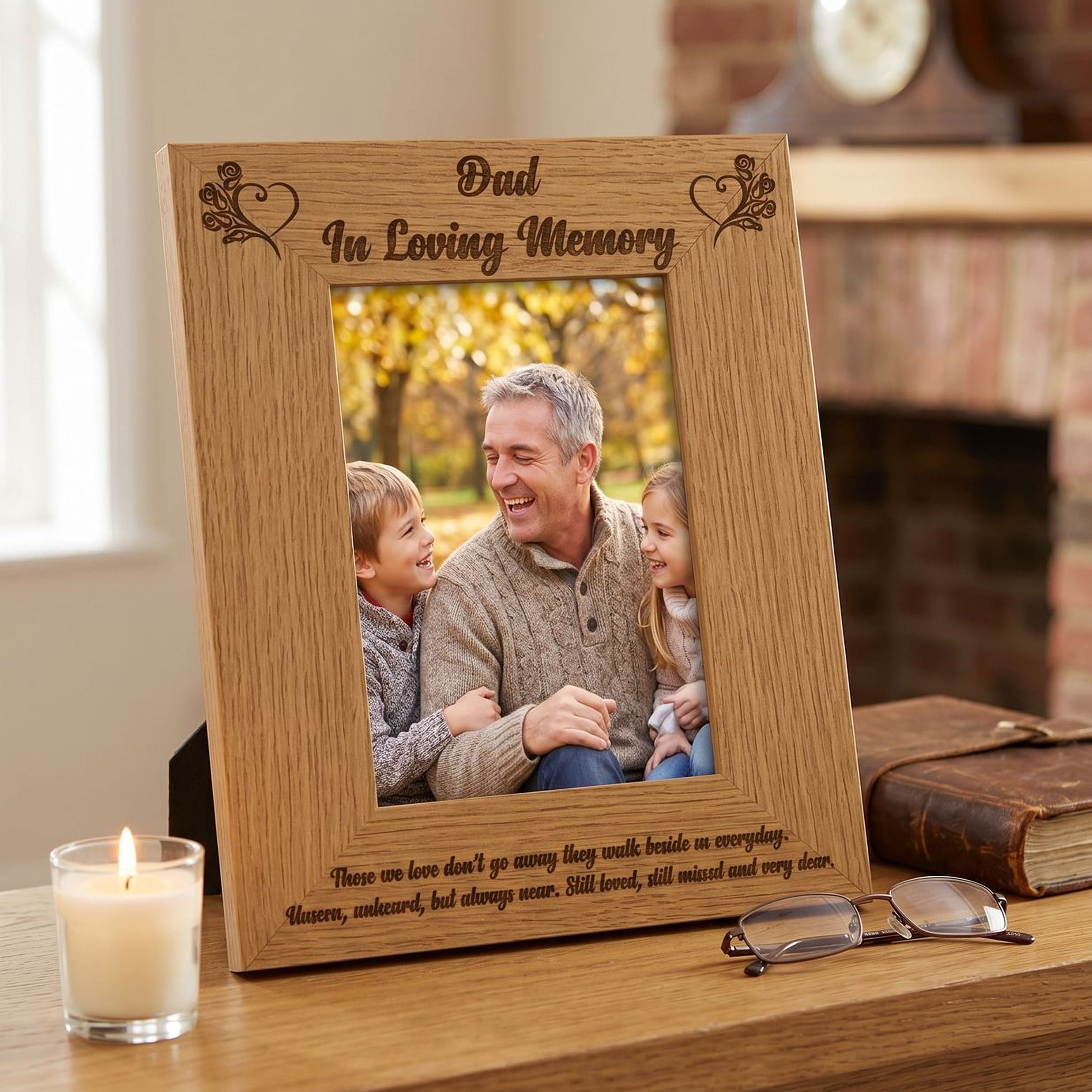 Dad In Loving Memory Remembrance Engraved Portrait Wooden Photo Frame Gift Loving Memory Remembrance ukgiftstoreonline
